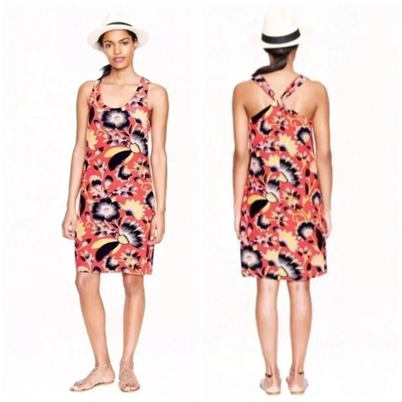 J.Crew Twist Back Silk Dress In Hibiscus Floral - Picture 2 of 2